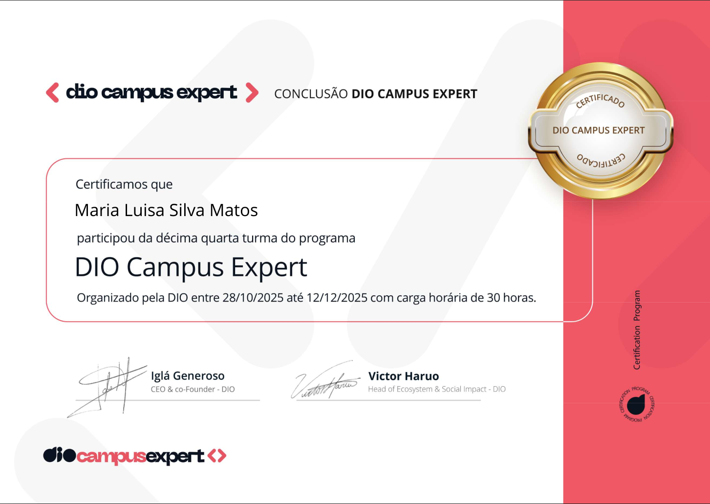 Certificado Dio Campus